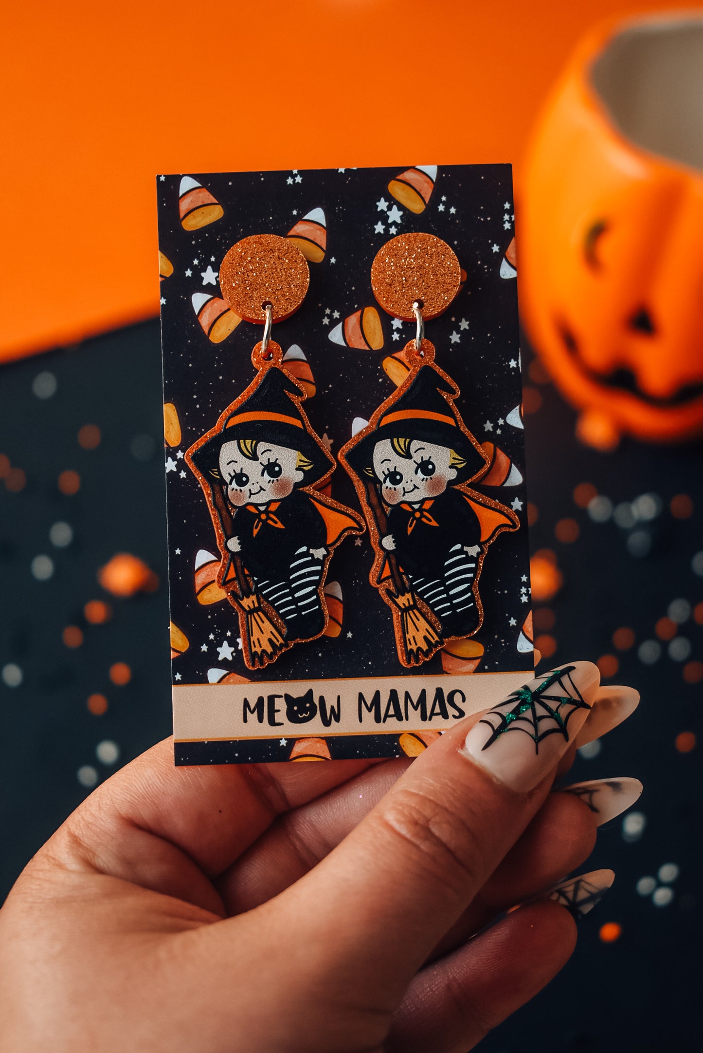 Kewpie witch Acrylic earrings