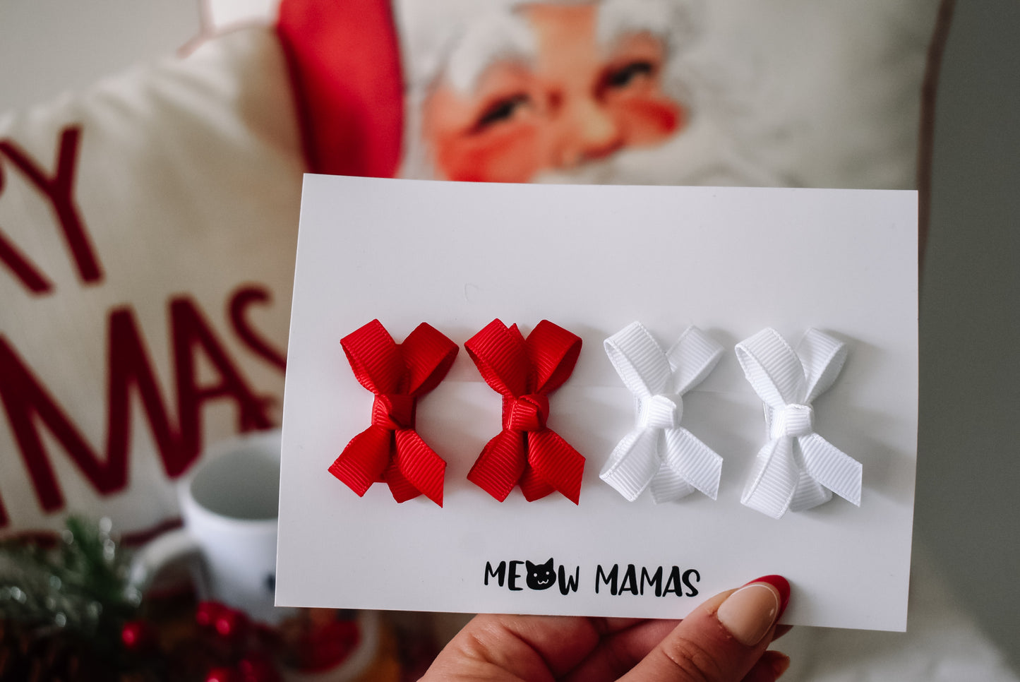 Boutique mini baby clip set Red and White