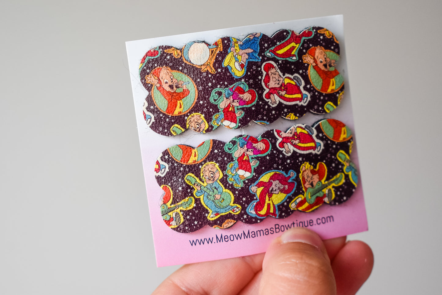 Vintage chimpmunk squiggle snap clip set