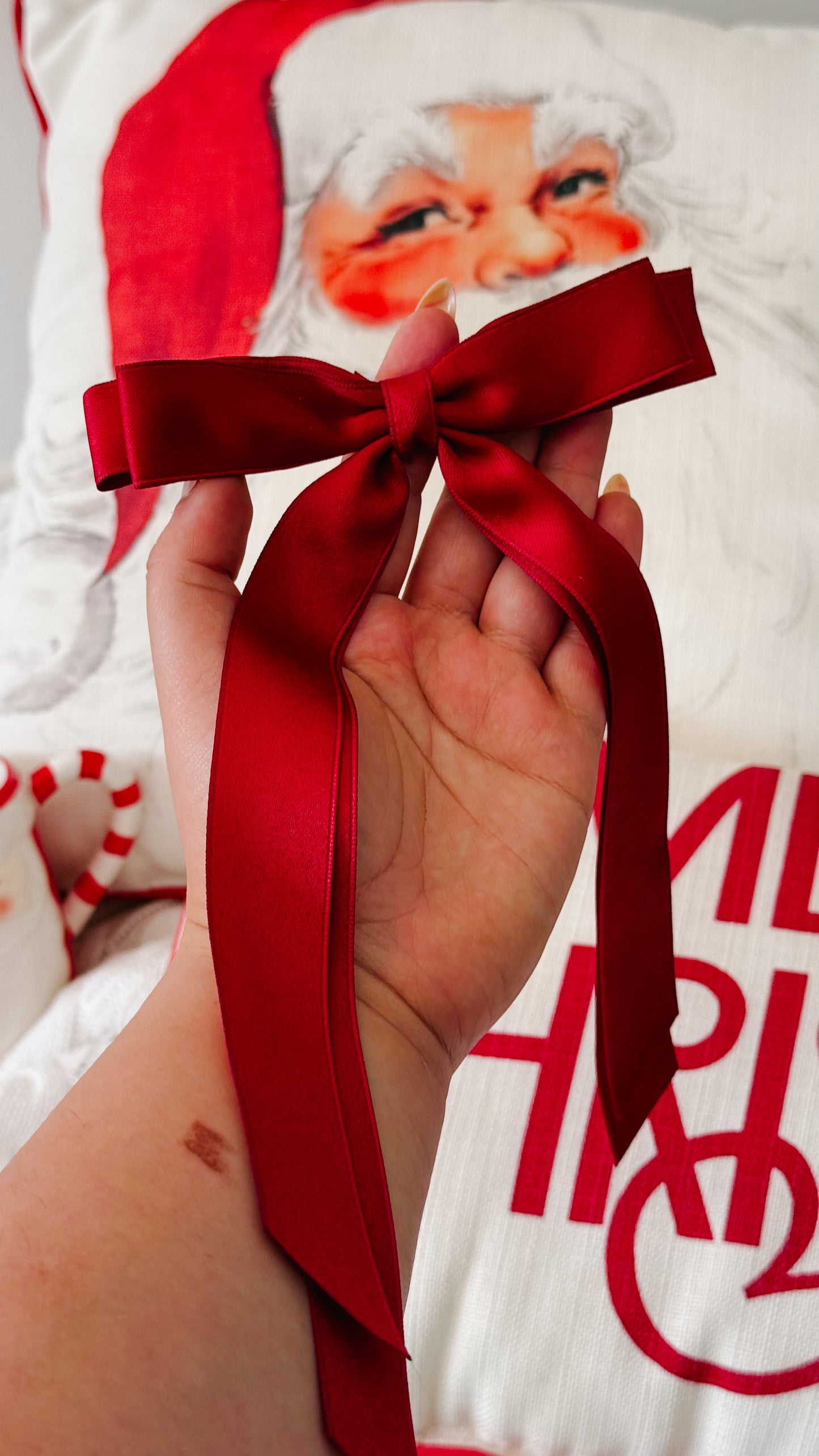 Deep red red Skinny ribbon bow