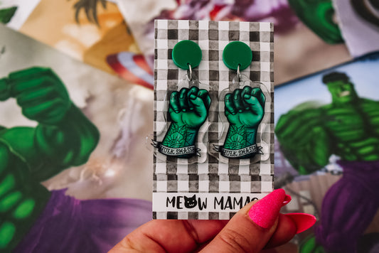 Hulk smash tattoo style Acrylic earrings