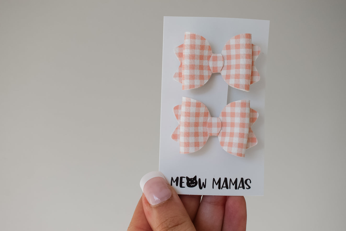 Nude gingham Teeny Tiny pigtail set
