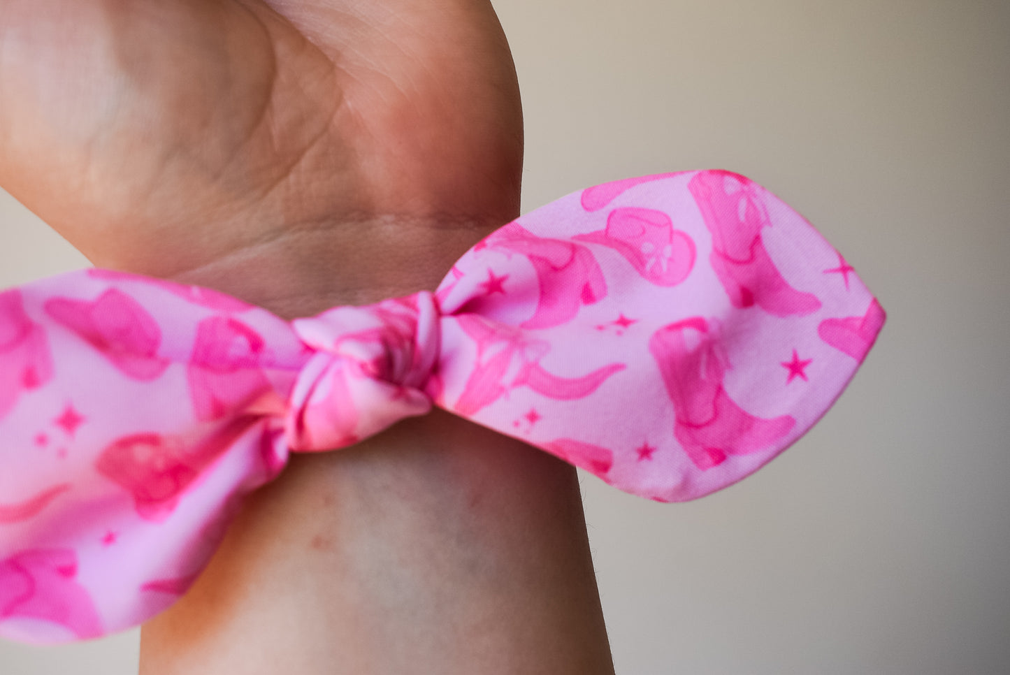 Pink western twist scrunchie