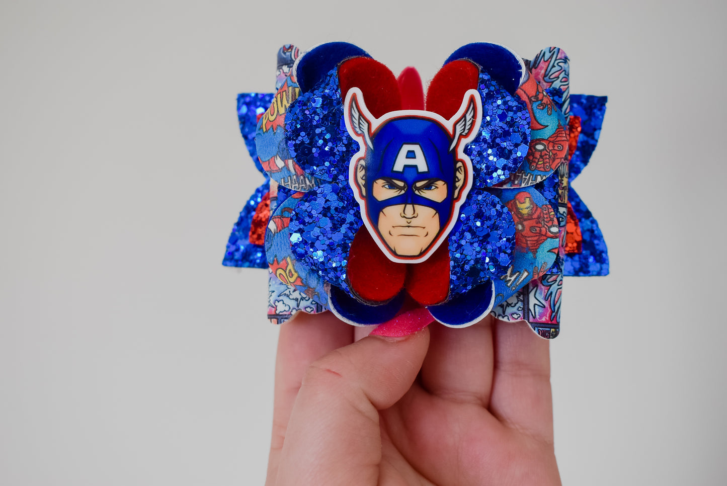Captain America hair bow