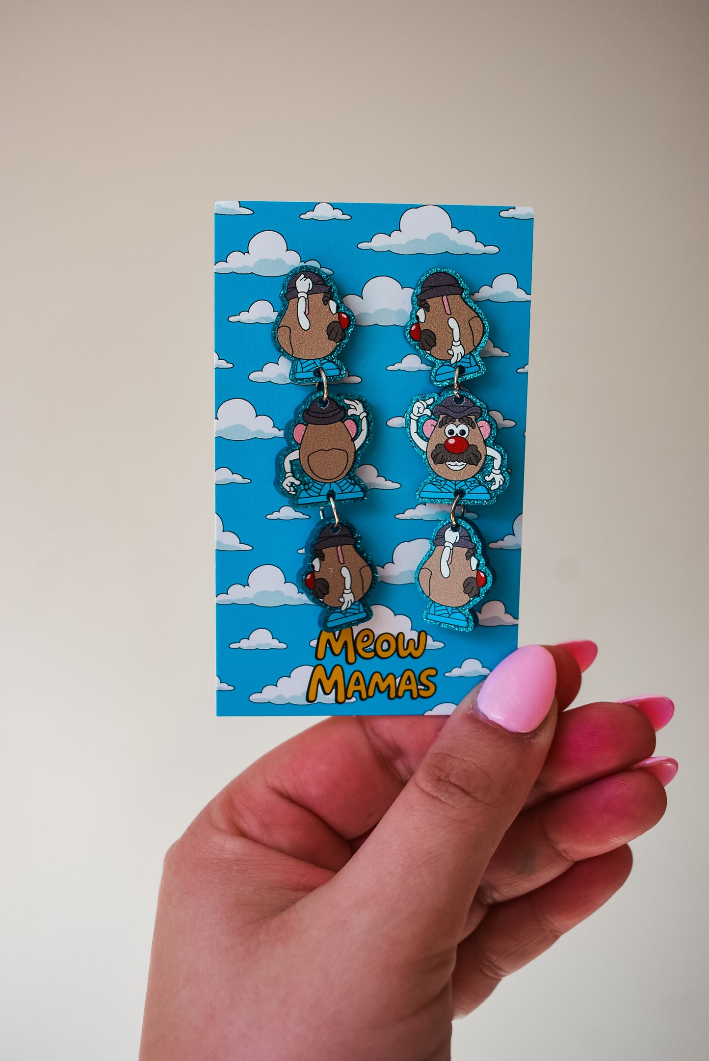 Handsome spud dangle earrings