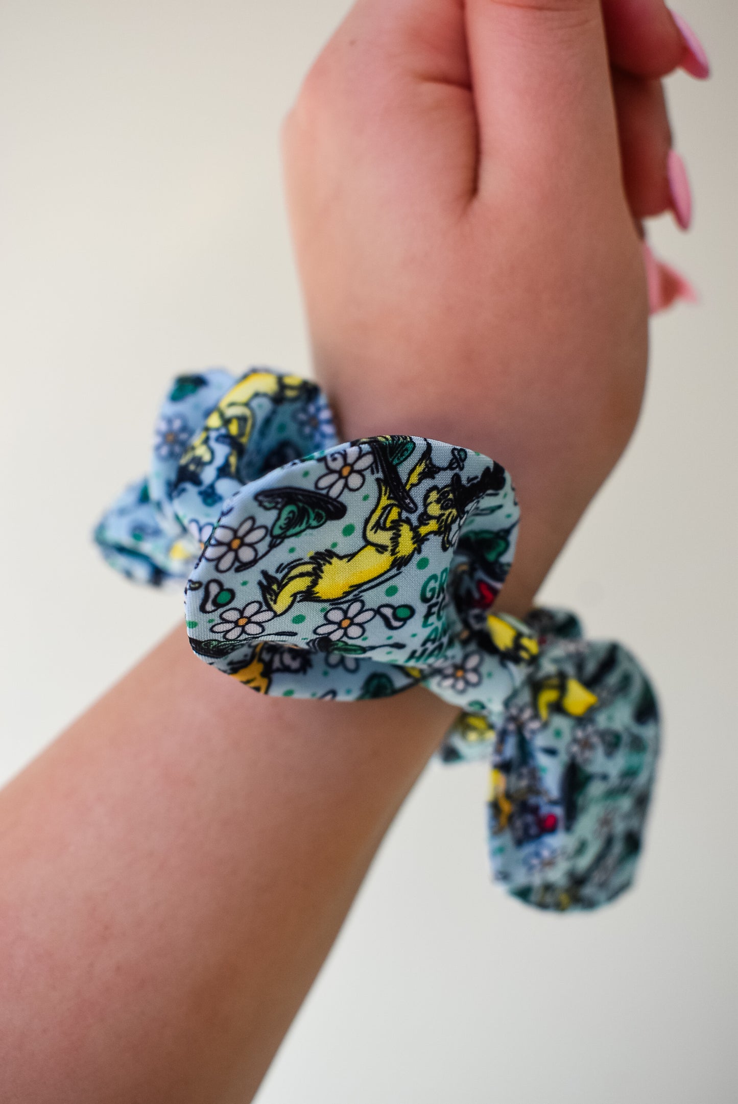 Green Eggs twist scrunchie