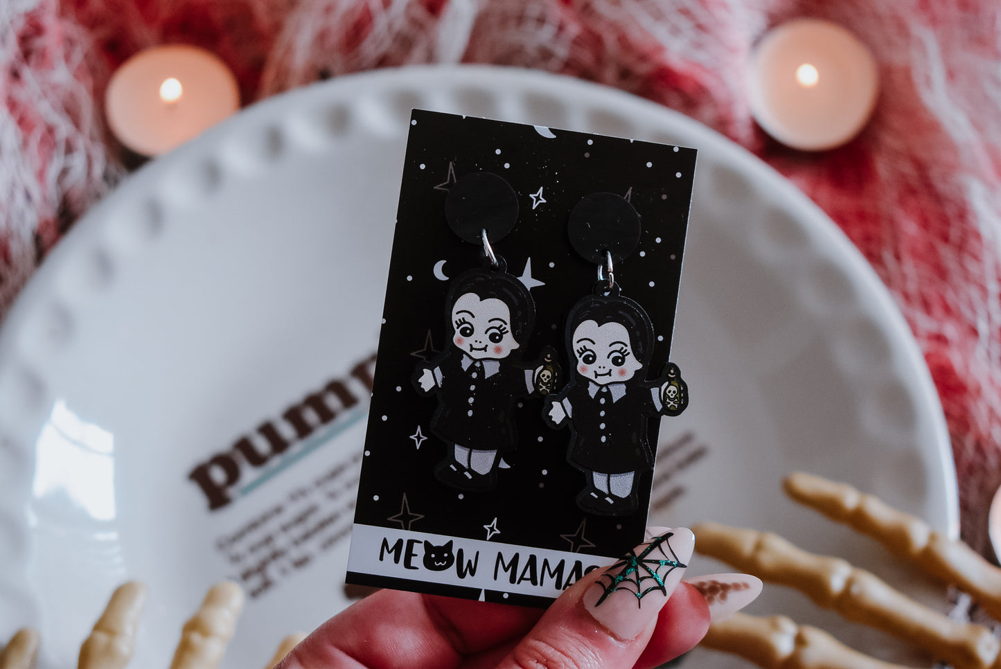 Kewpie Wednesday Acrylic earrings