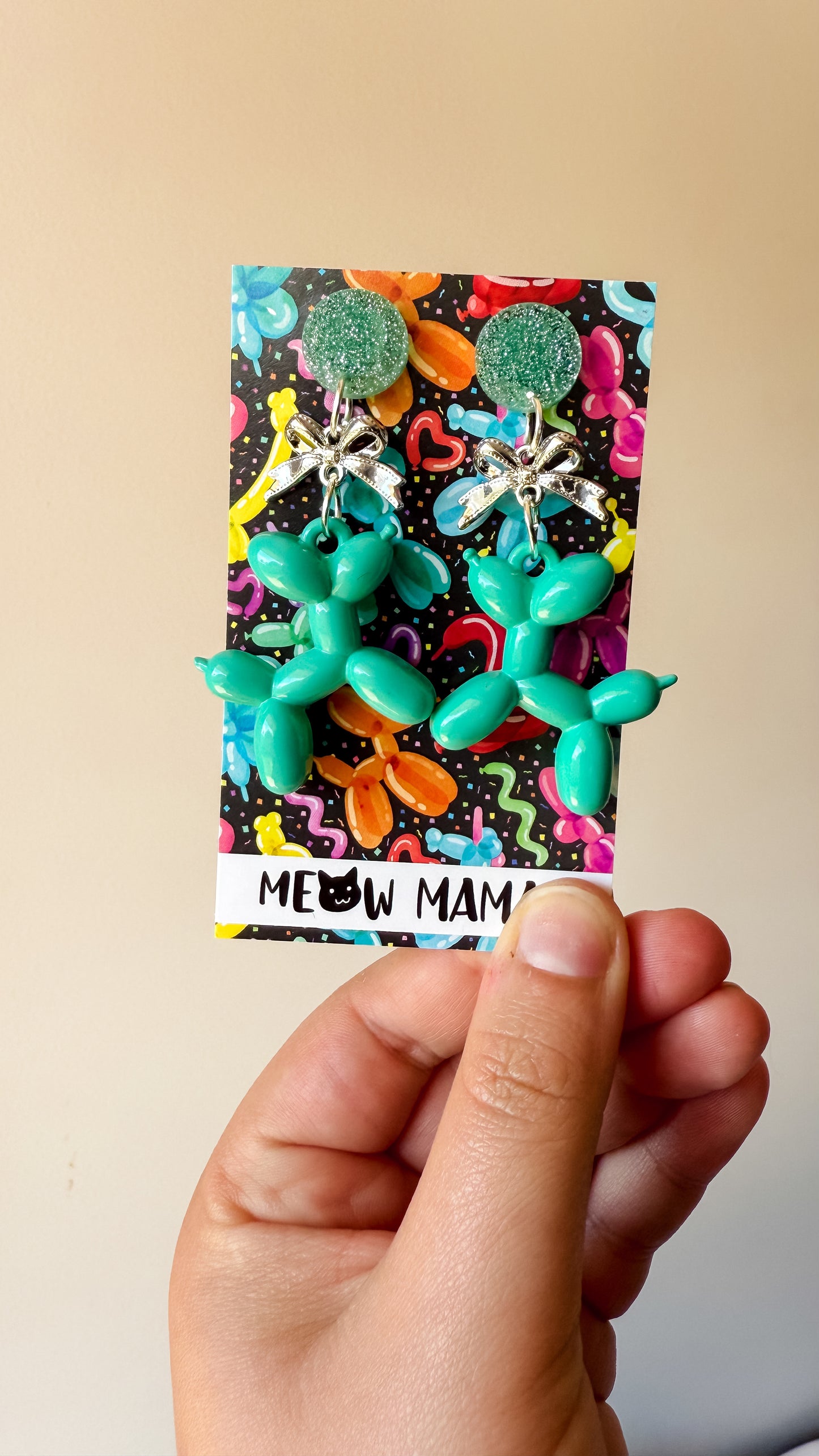 Balloon dog earrings AQUA