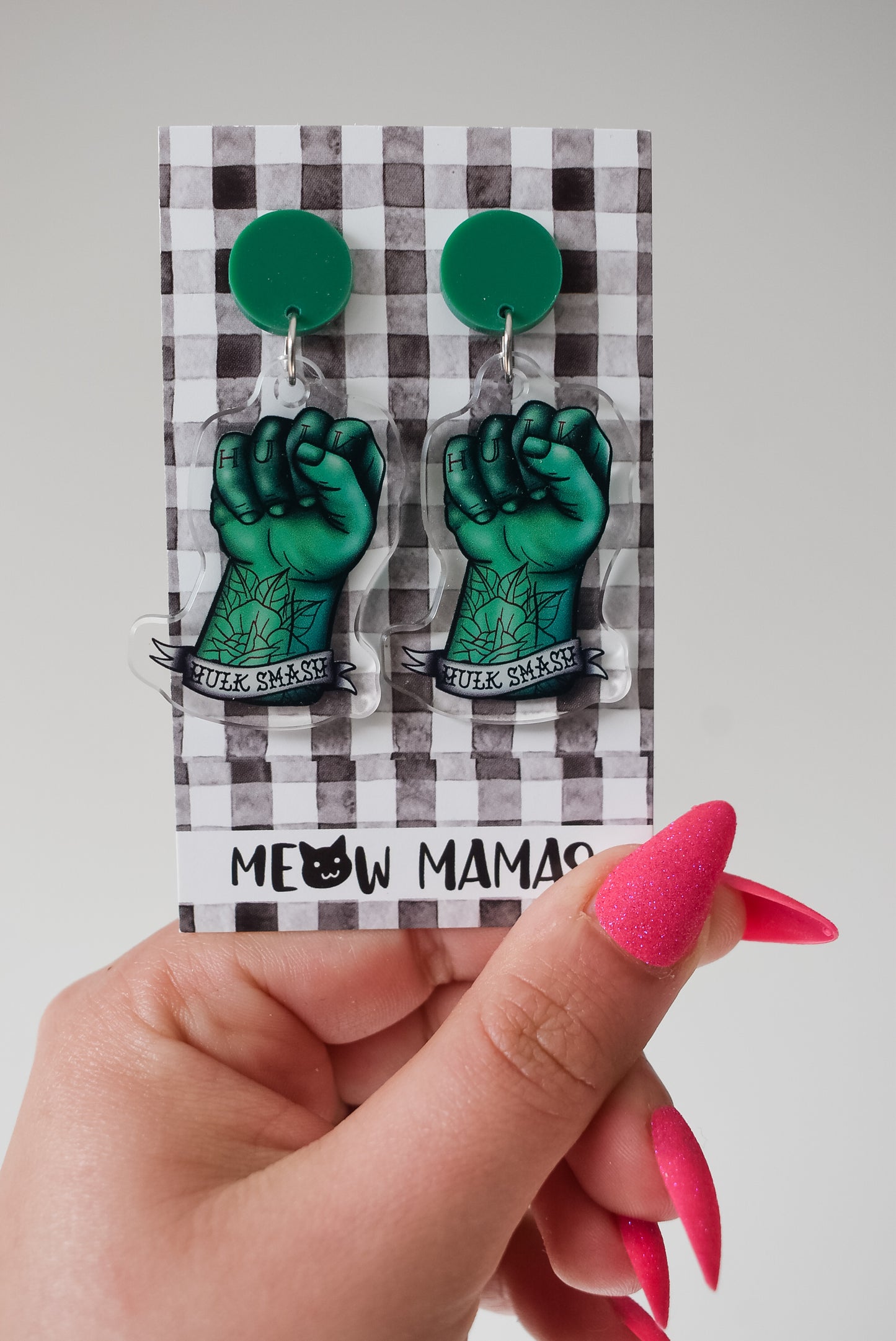 Hulk smash tattoo style Acrylic earrings