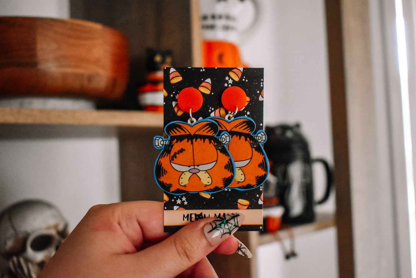 Spooky Garfield wooden dangles