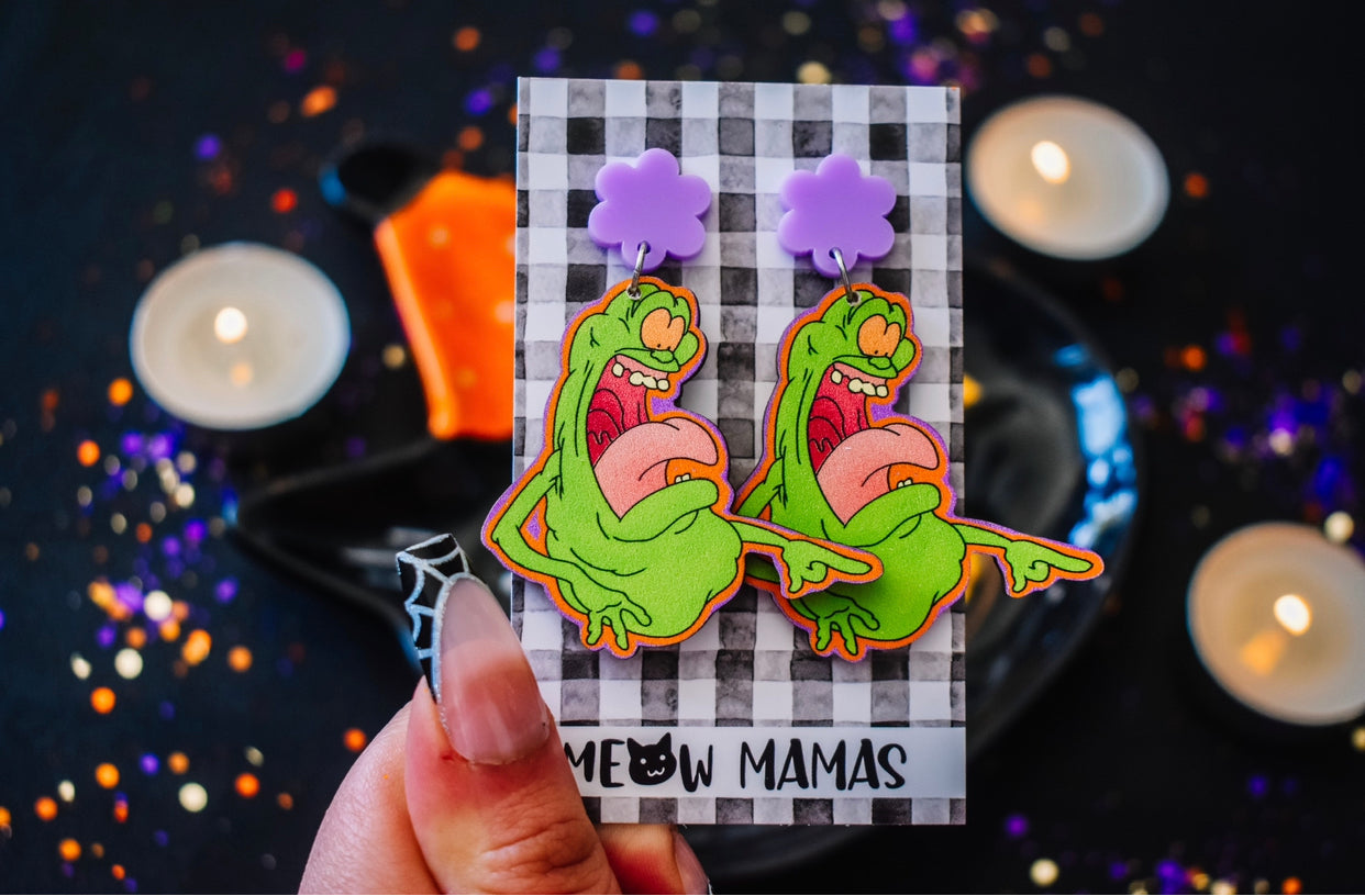 Retro ghost wooden dangles