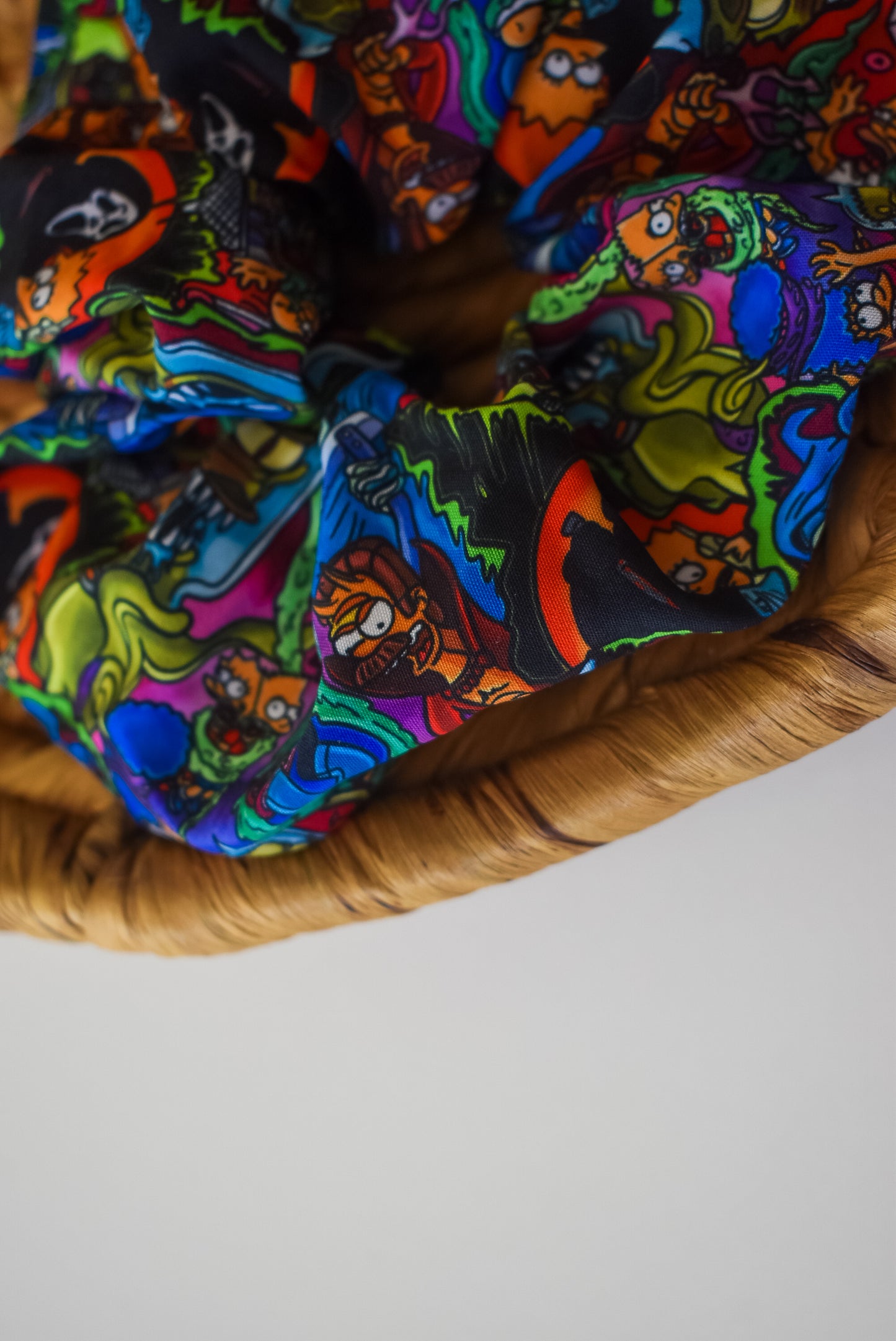 Vibrant Treehouse of horror scrunchie