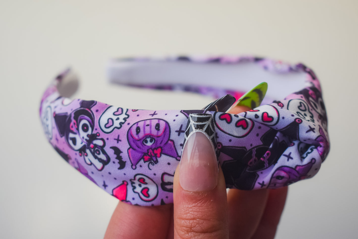 Spooky kuromi Top Knot hard headband