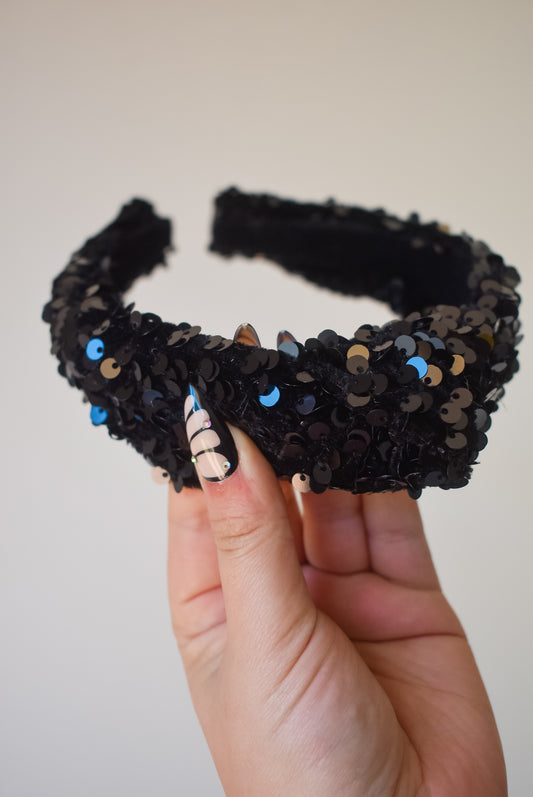 Sequin headband in colour Noir