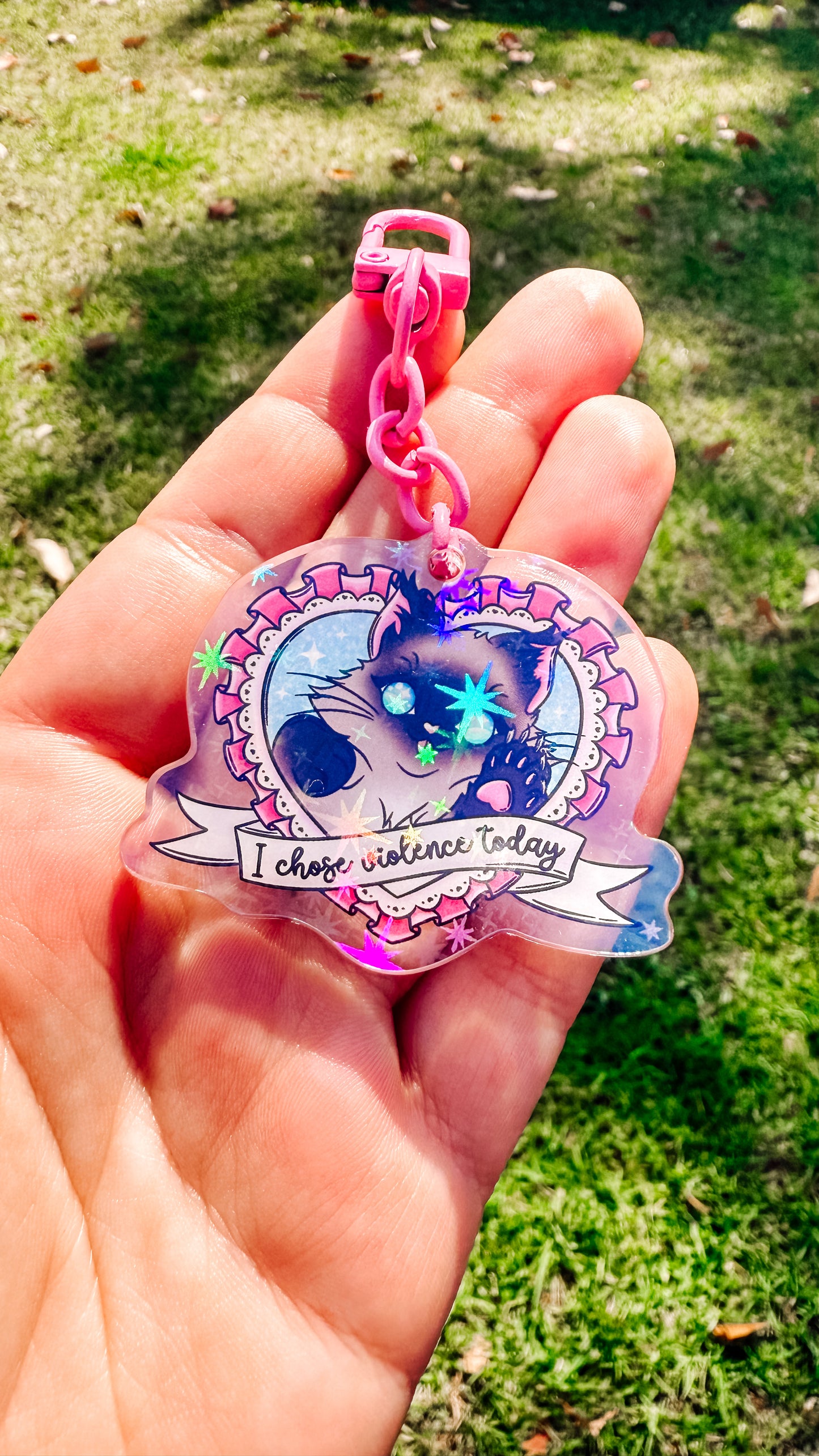 I choose violence Holographic keychain
