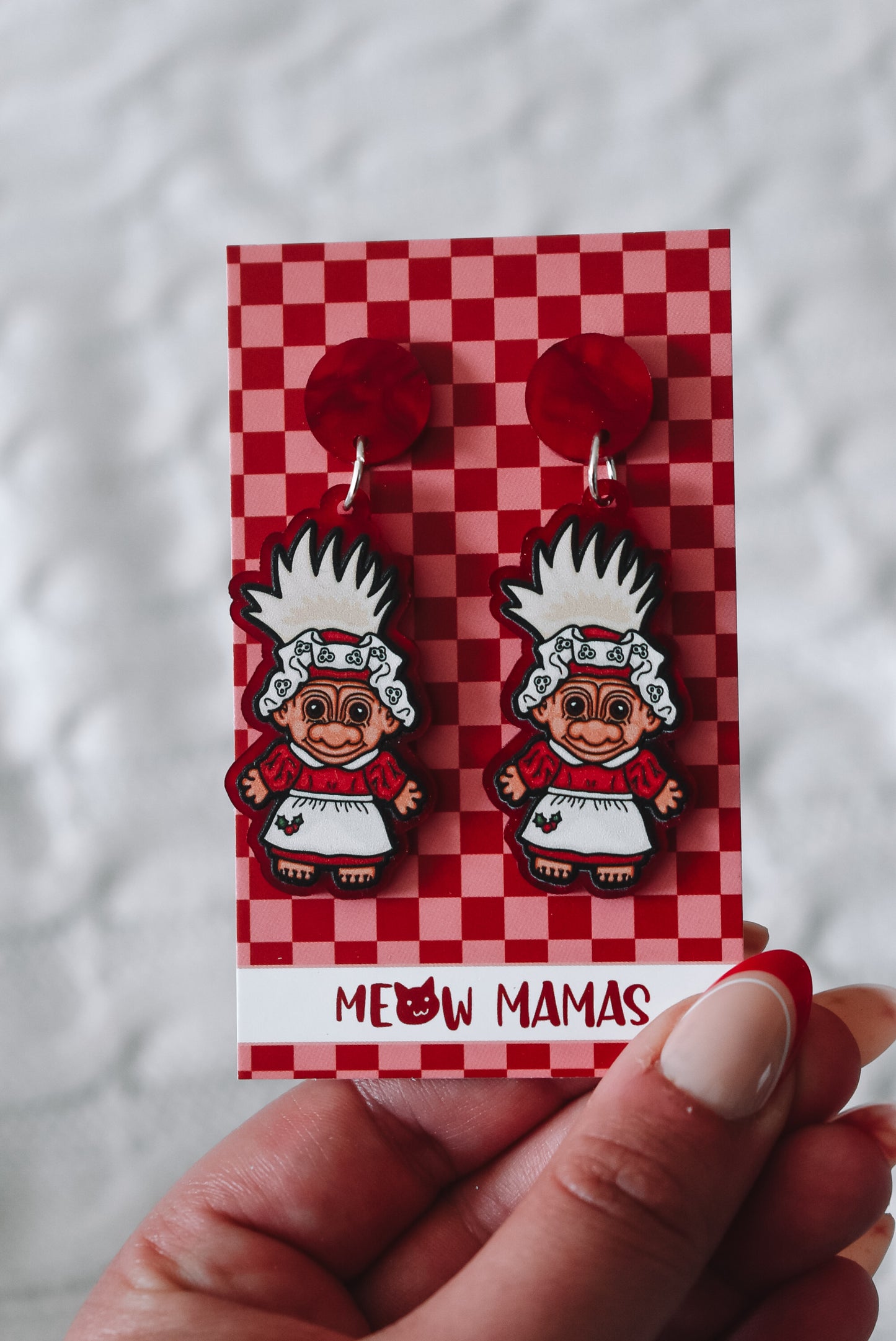 Mrs claus Troll Acrylic earrings