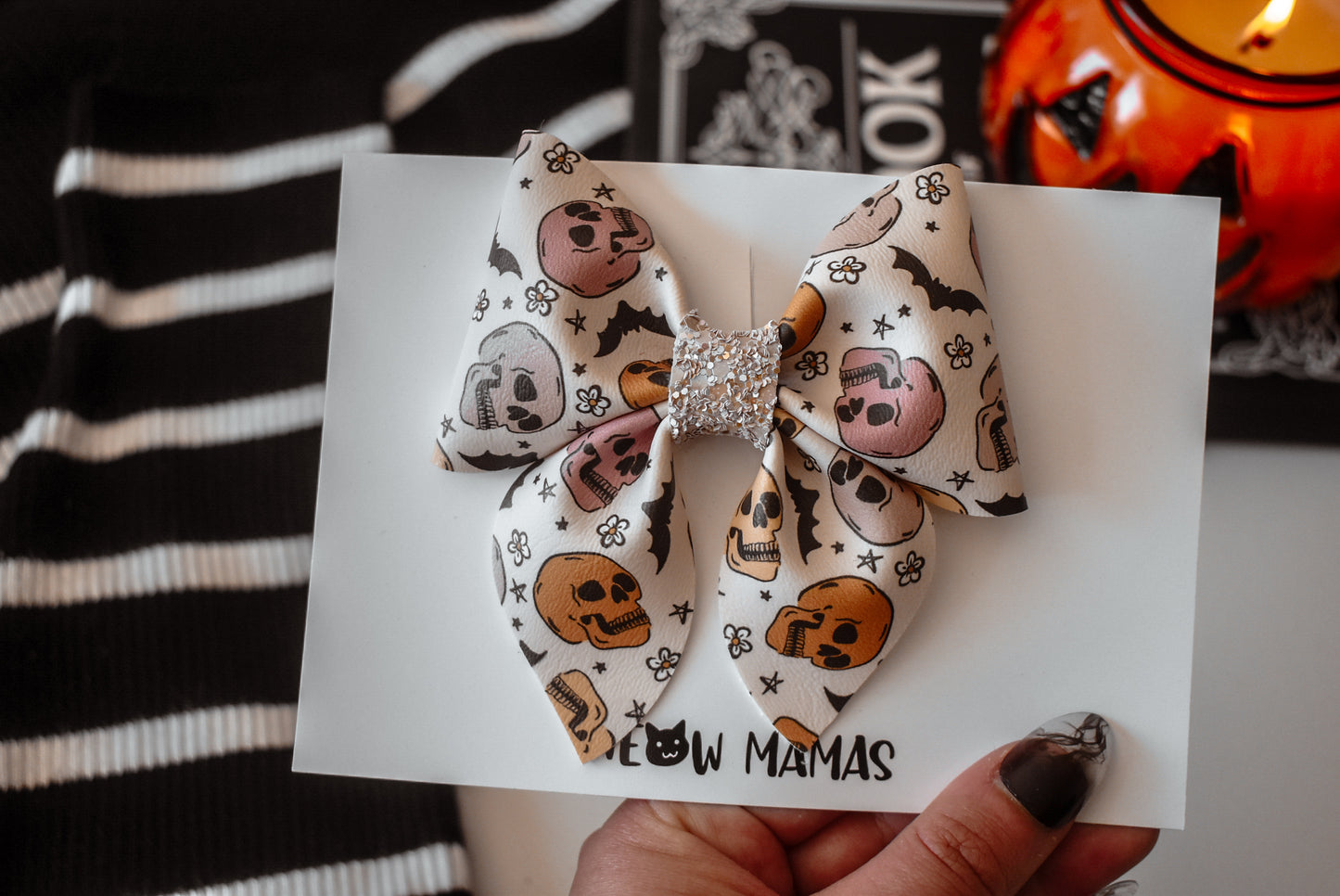 Muted skulls large sailor bow