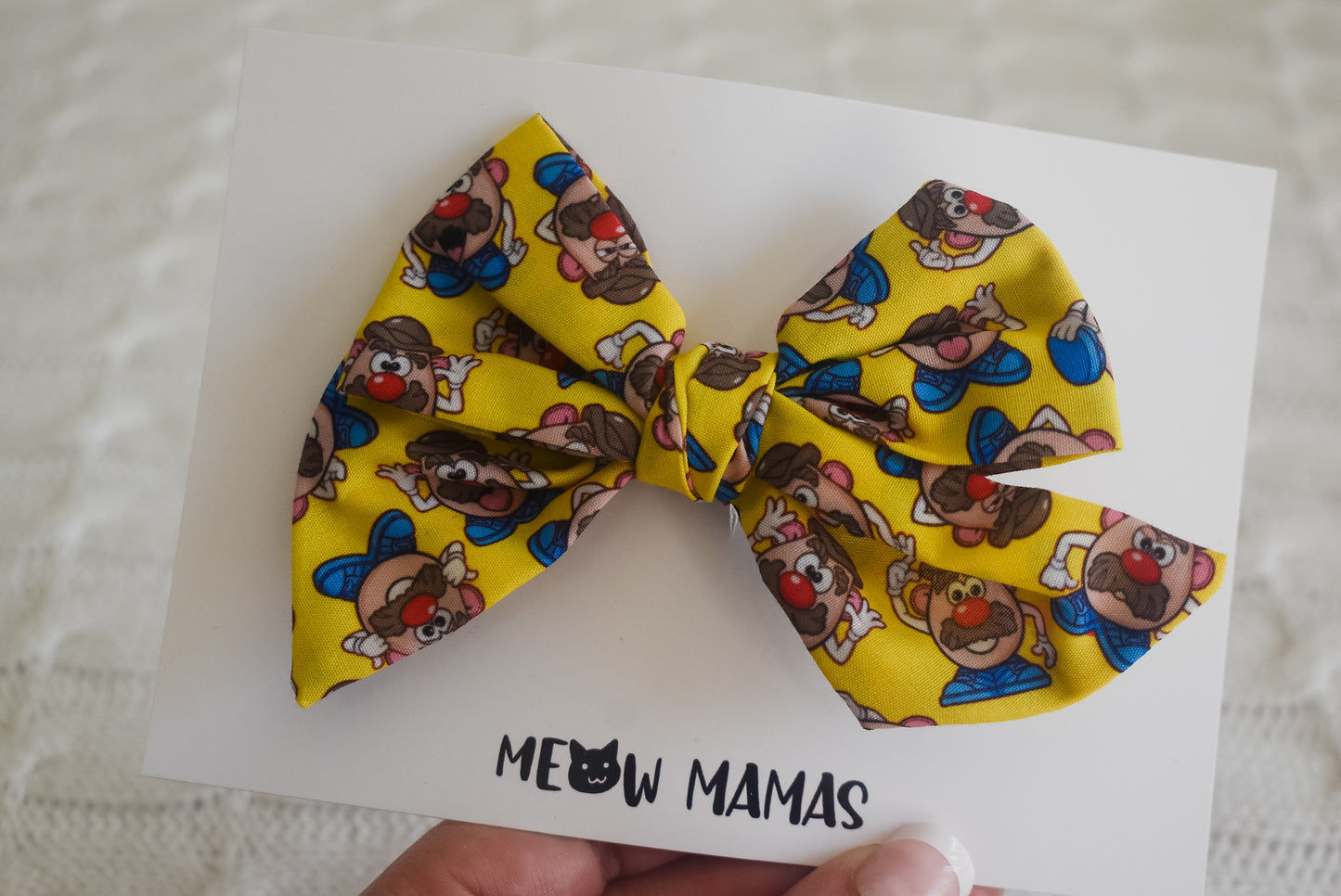 Yellow potato head Pinwheel bow