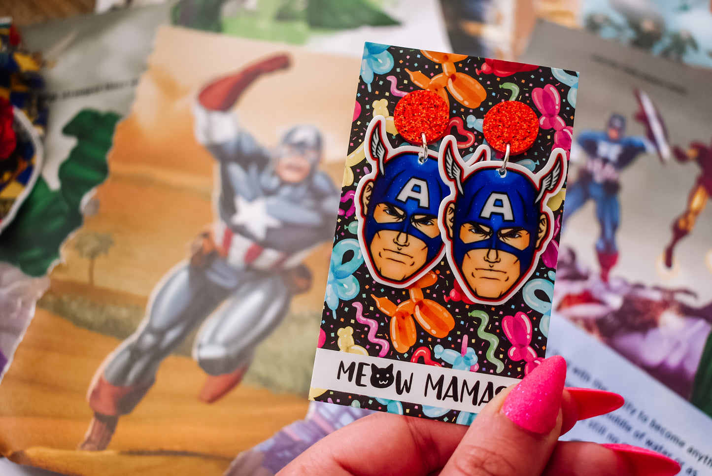 Captain American dangle earrings