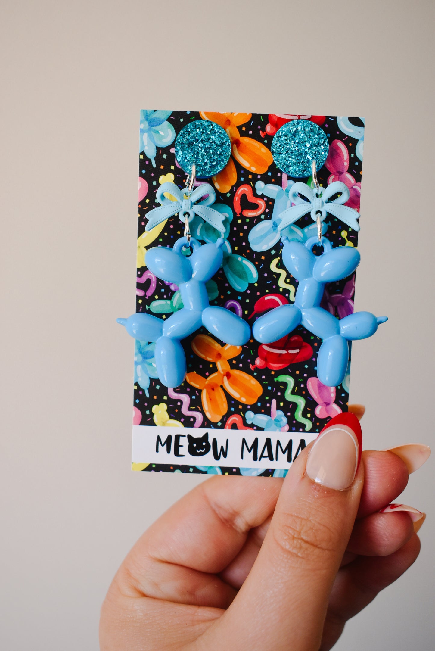 Balloon dog earrings BLUE