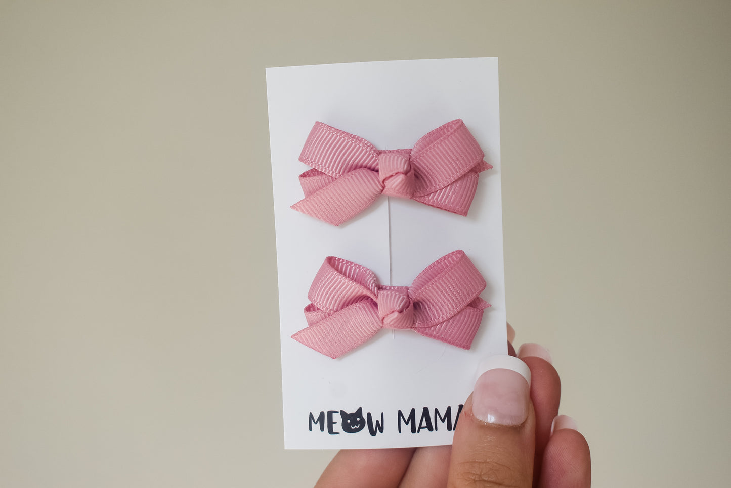 Boutique baby ribbon clips DUSTY ROSE