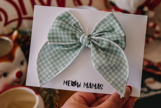 Green gingham mini whimsical sailor bow