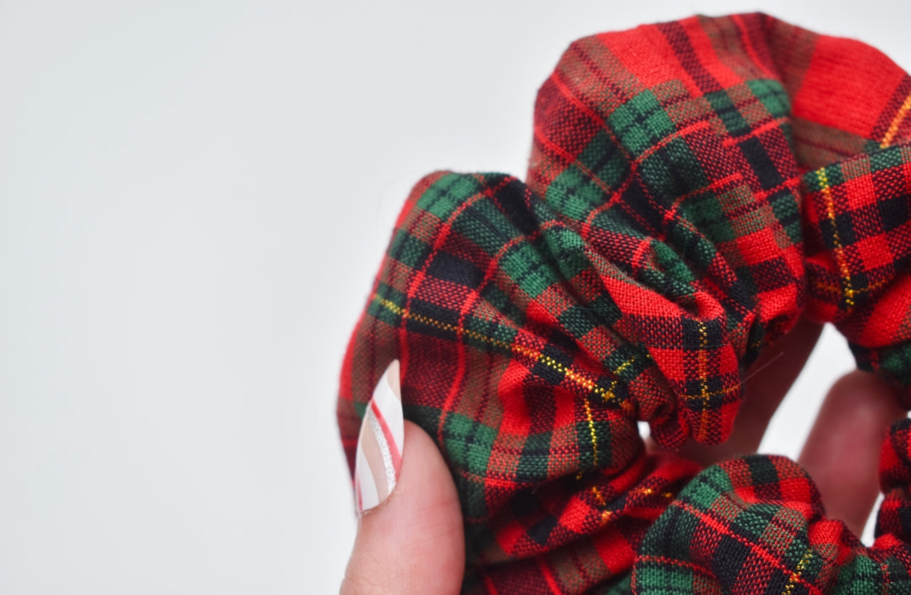Christmas plaid scrunchie