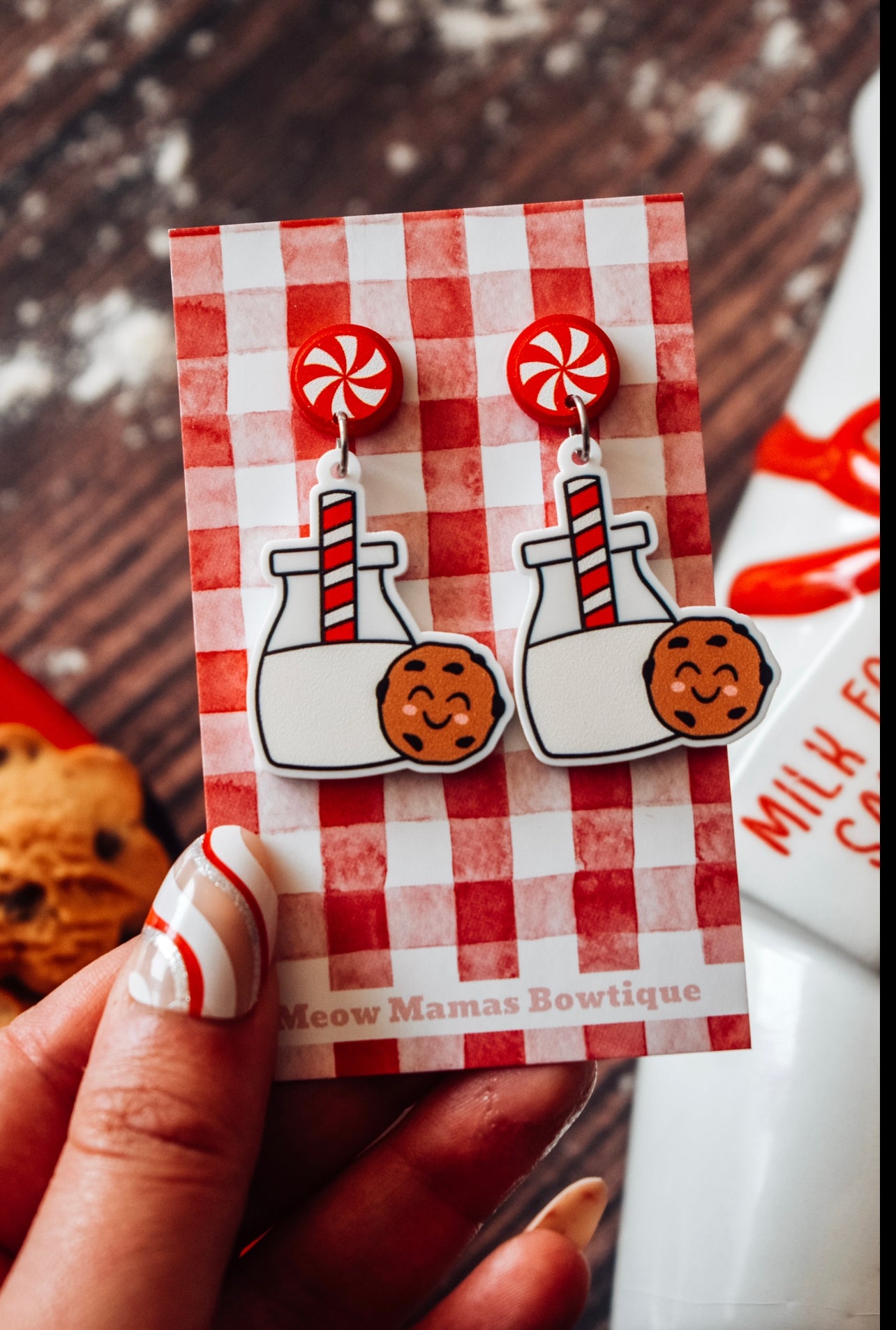 Milk for santa dangle earrings