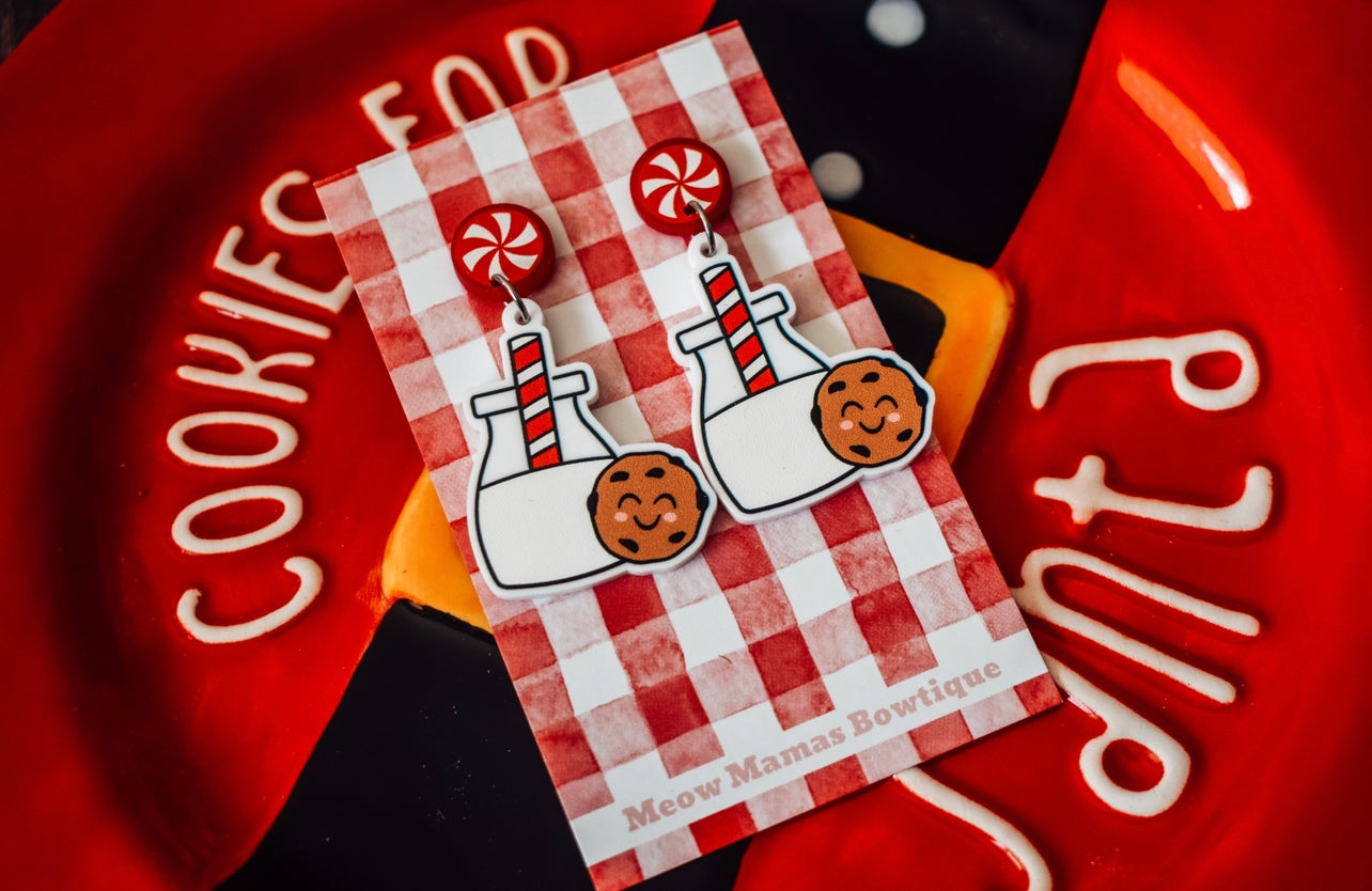 Milk for santa dangle earrings