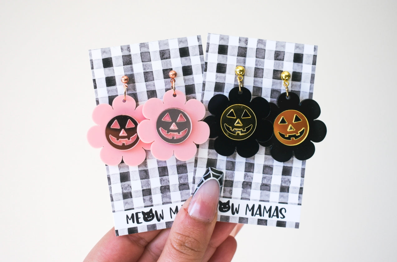 Hey pumpkin rose gold Acrylic earrings