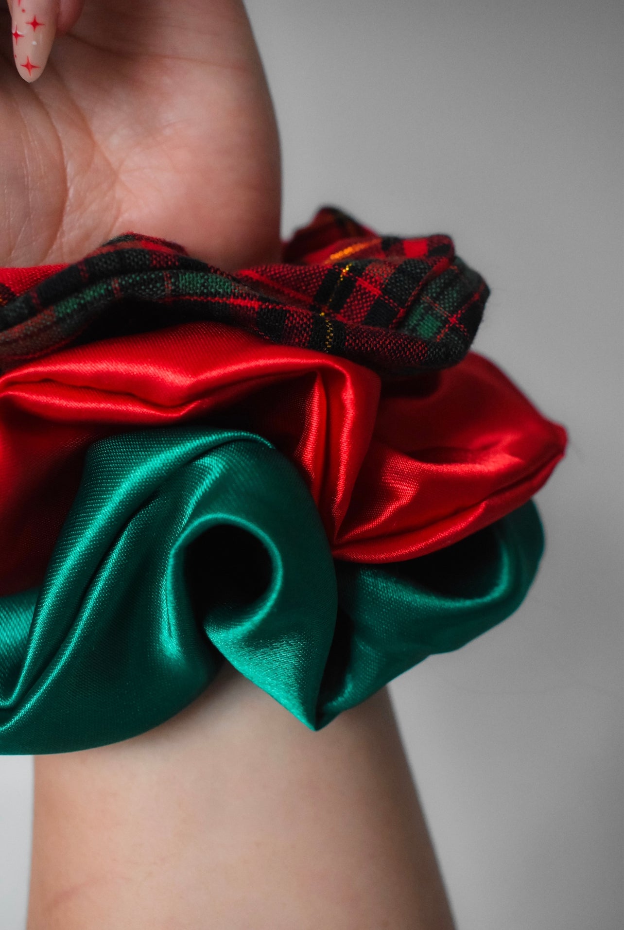 Luxe satin scrunchies Red