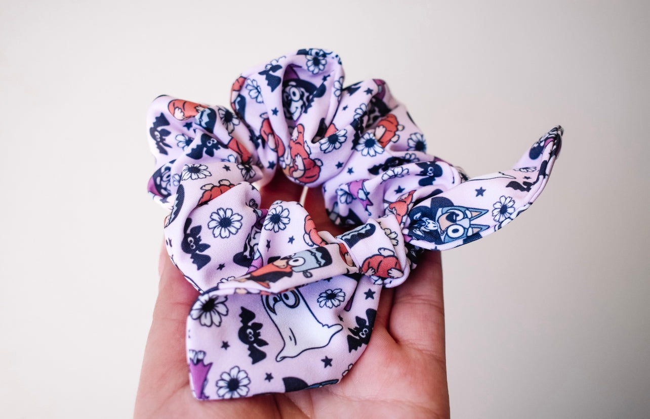 Halloween Heelers small twist scrunchie