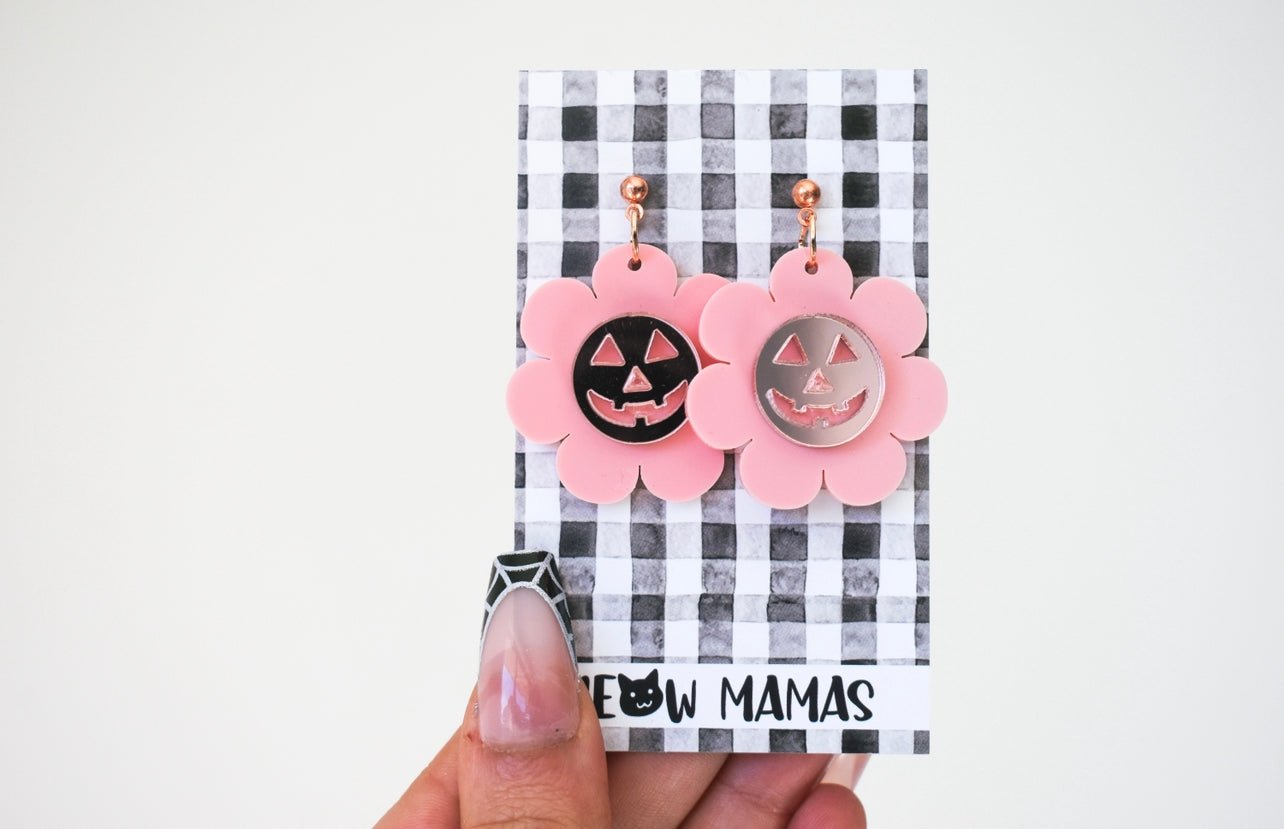 Hey pumpkin rose gold Acrylic earrings