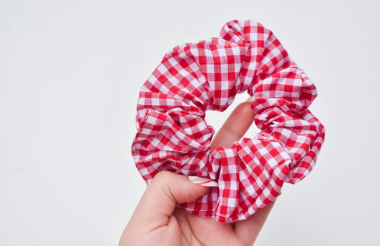 Red gingham scrunchie