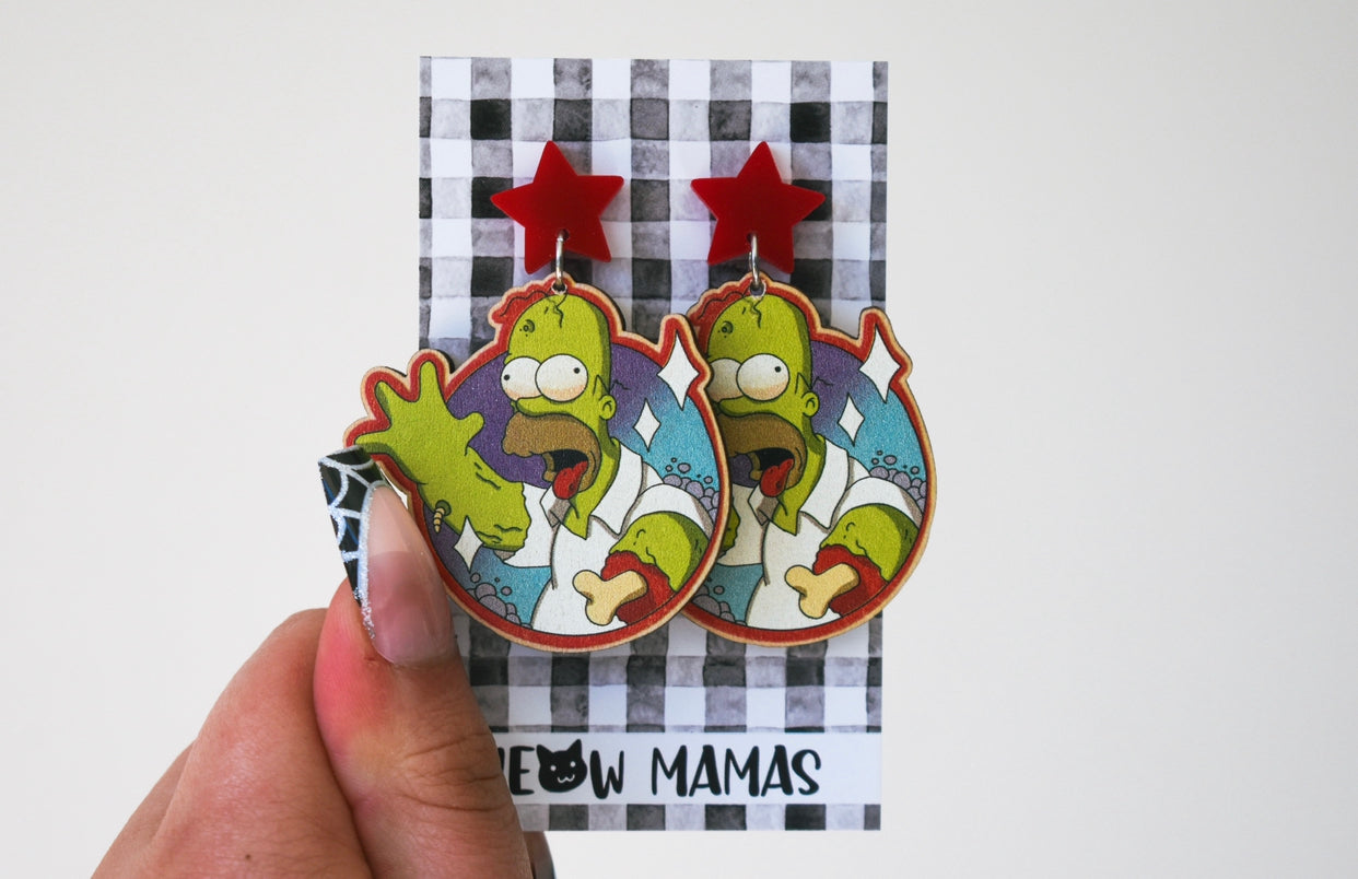 Zombie homer wooden dangles