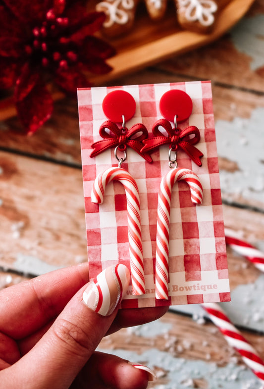 Peppermint candy cane dangle earrings