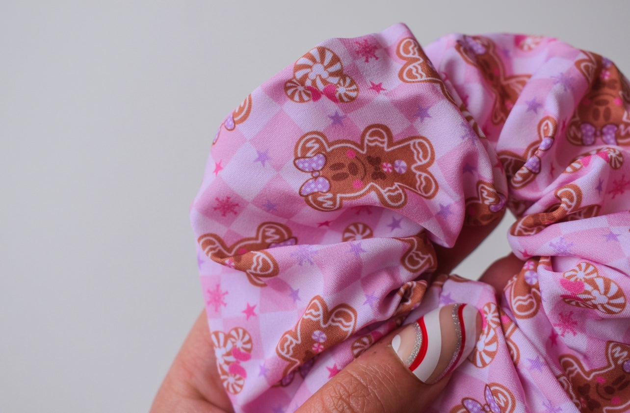 Pink gingerbread christmas scrunchie