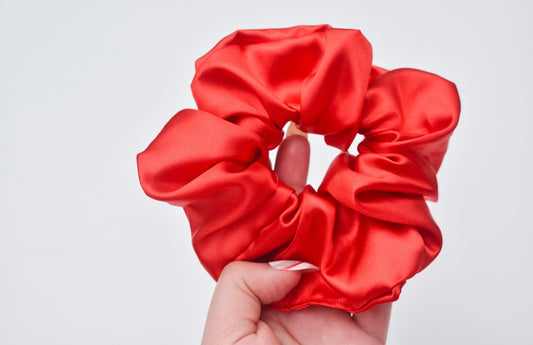 Luxe satin scrunchies Red