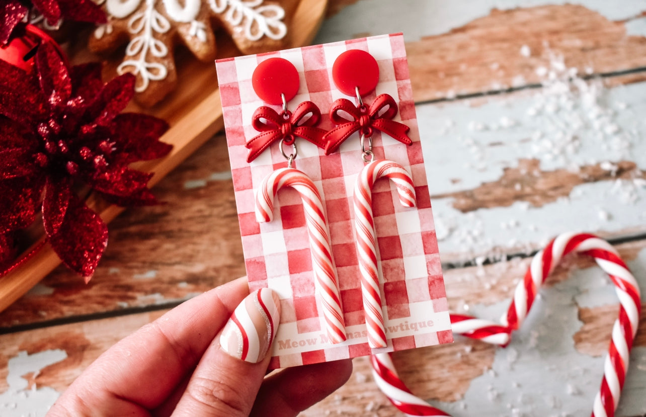 Peppermint candy cane dangle earrings