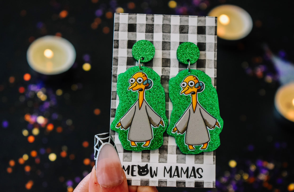 Mr Burns Glow Acrylic earrings