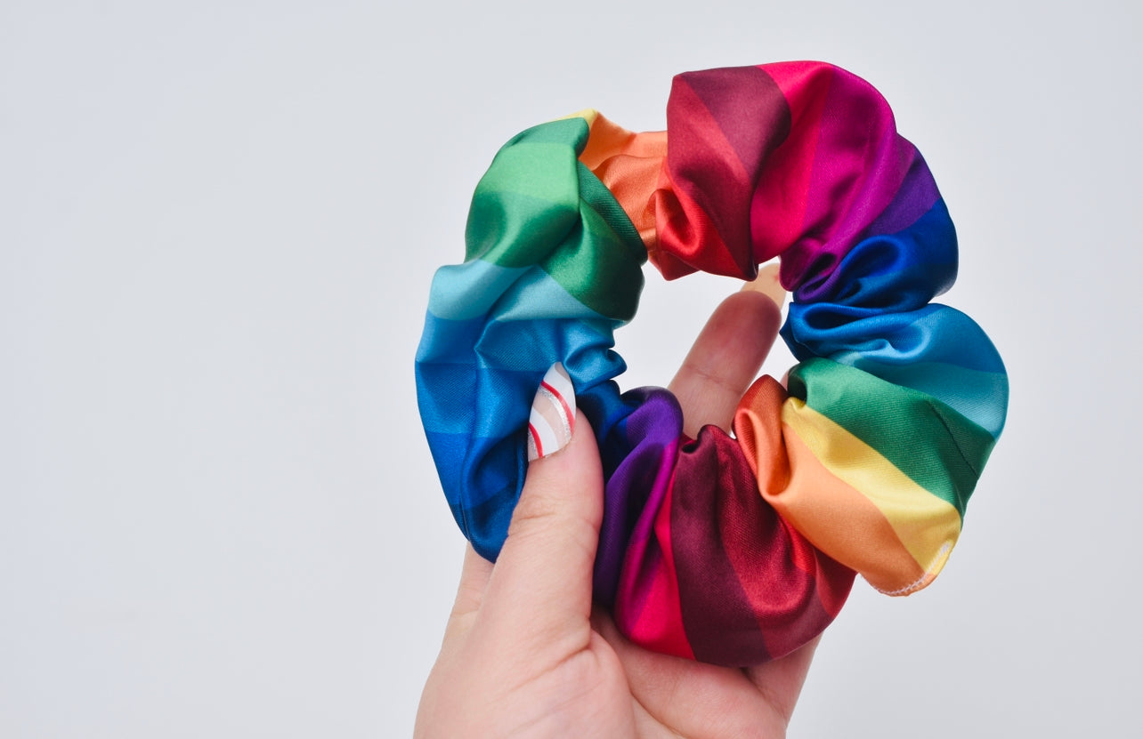 Luxe satin scrunchies Rainbow