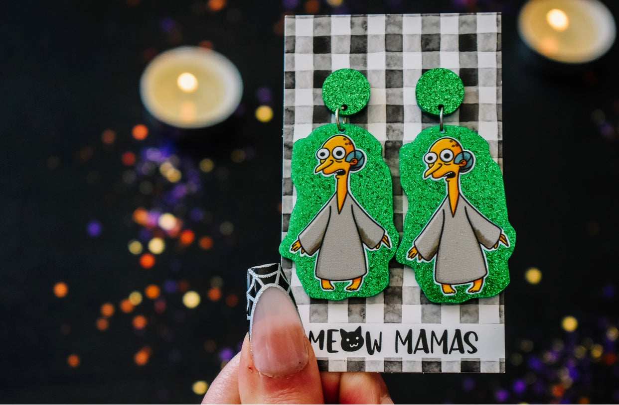 Mr Burns Glow Acrylic earrings