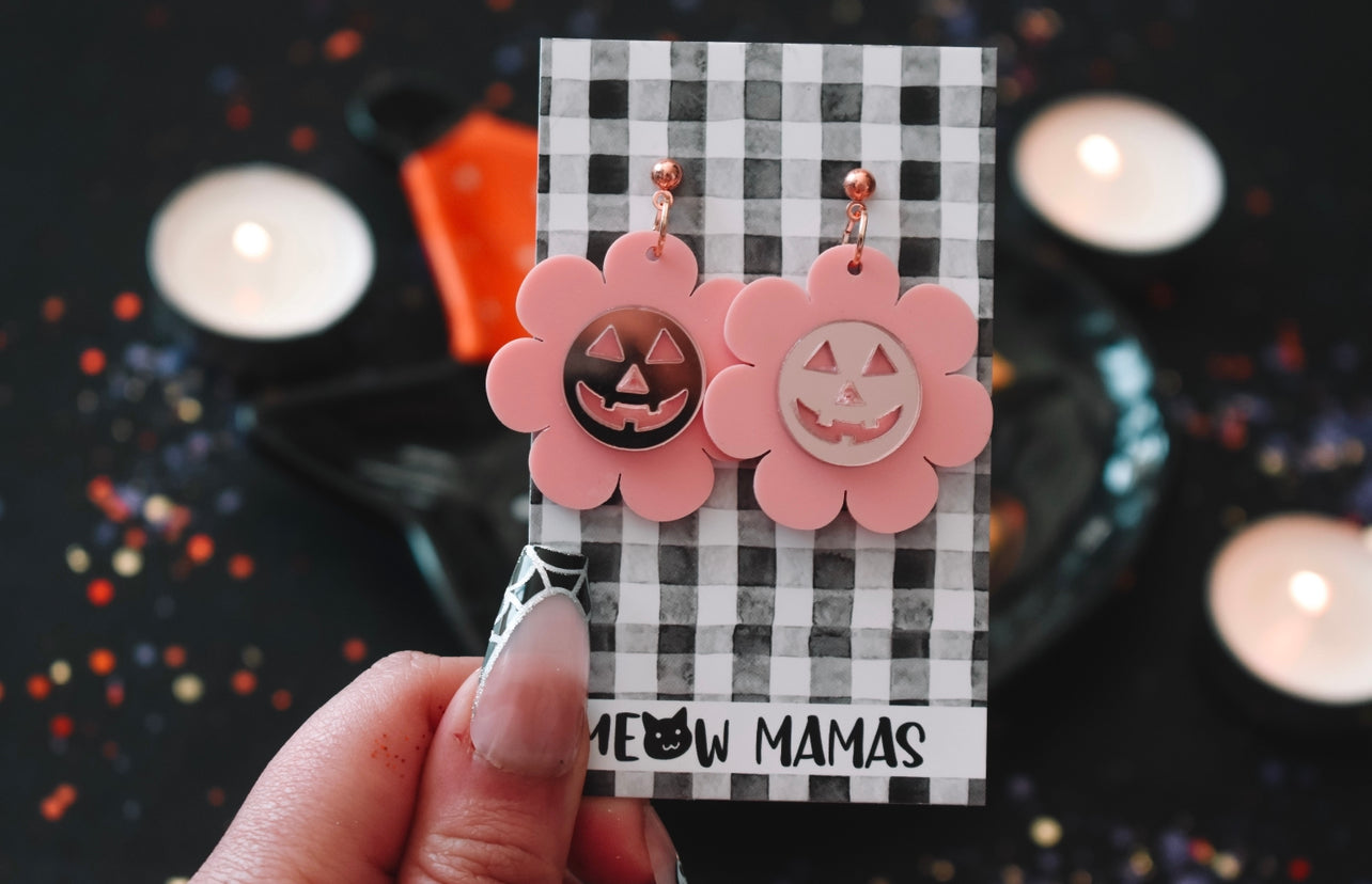 Hey pumpkin rose gold Acrylic earrings