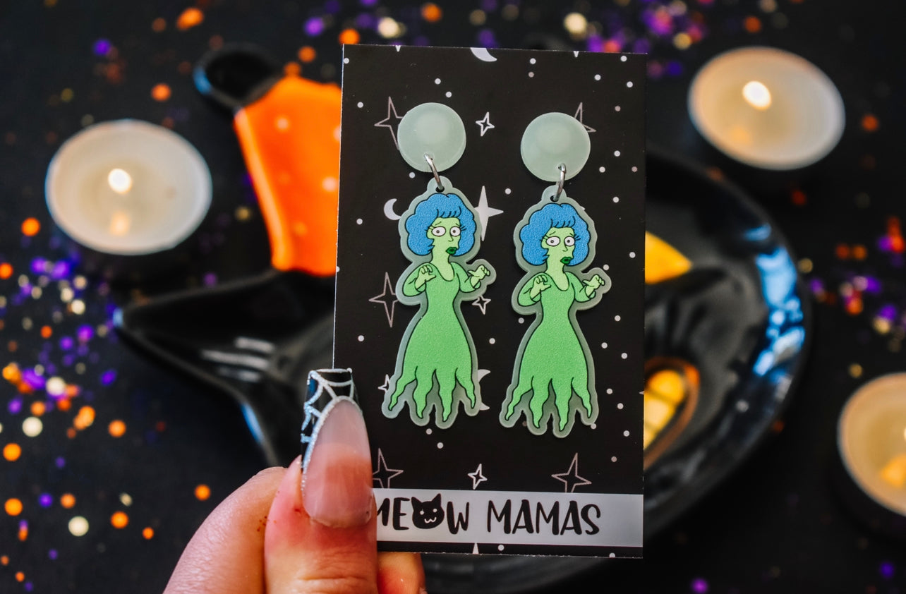 Ghost maude glow in the dark acrylic earrings