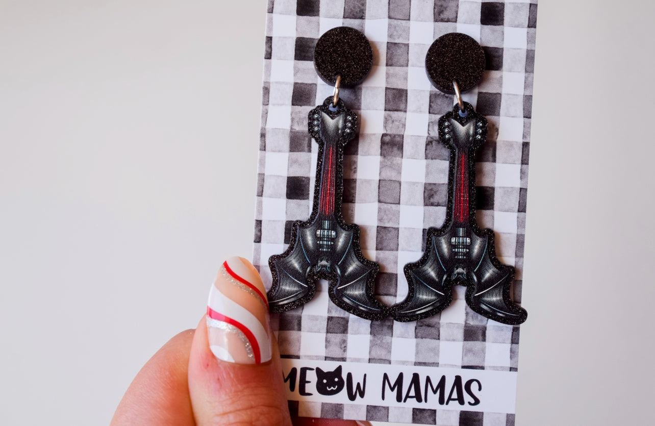 Bat guitar Acrylic earrings
