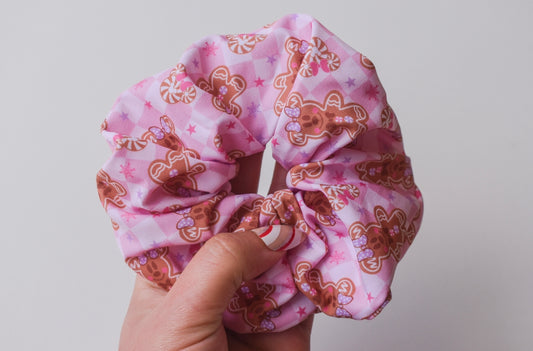 Pink gingerbread christmas scrunchie