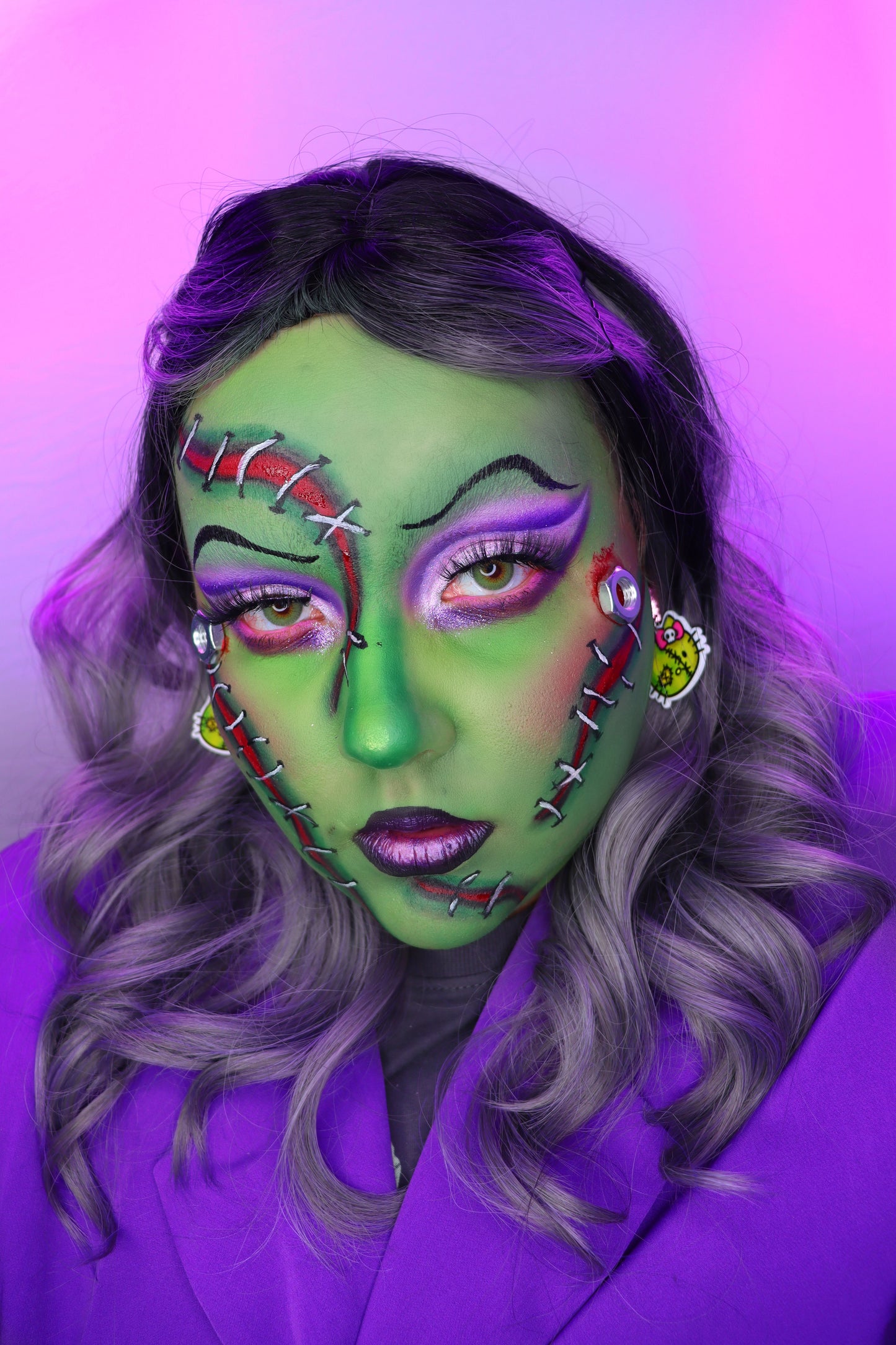 Zombie kitty dangle earrings