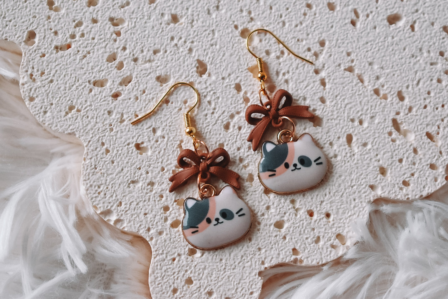 Kawaii cat earrings DARK PATCH