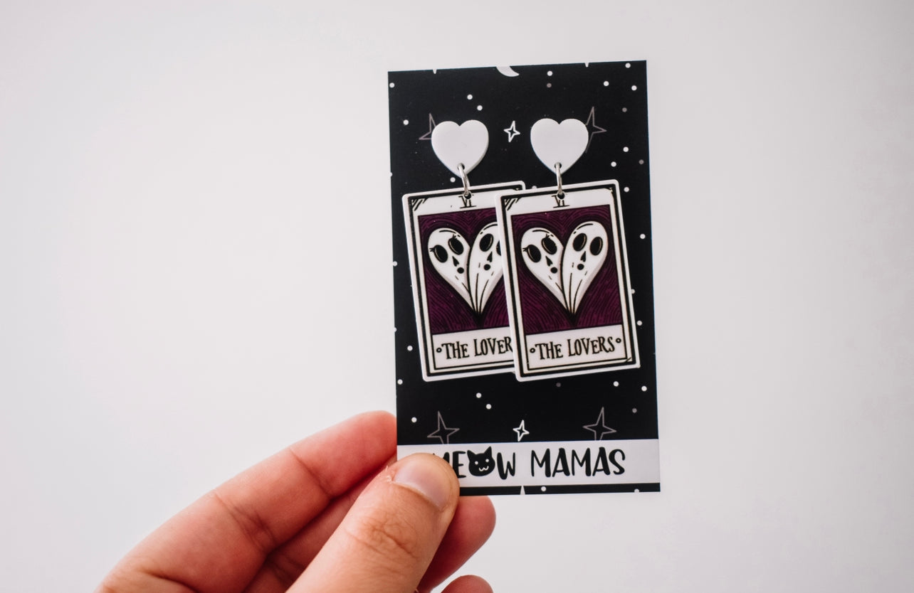 Tarot card ghost dangle earrings