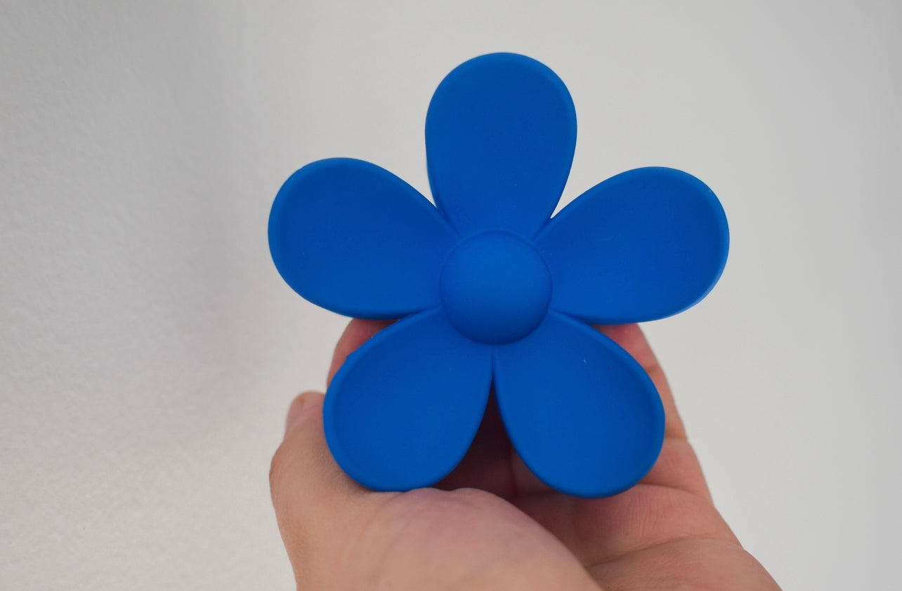 Large daisy hair claw clip COBALT BLUE